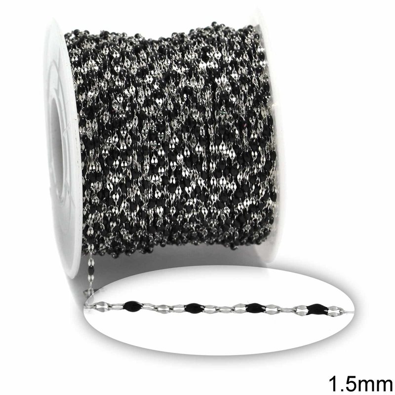 Stainless Steel Oval Link Chain with Enamel 1.5mm