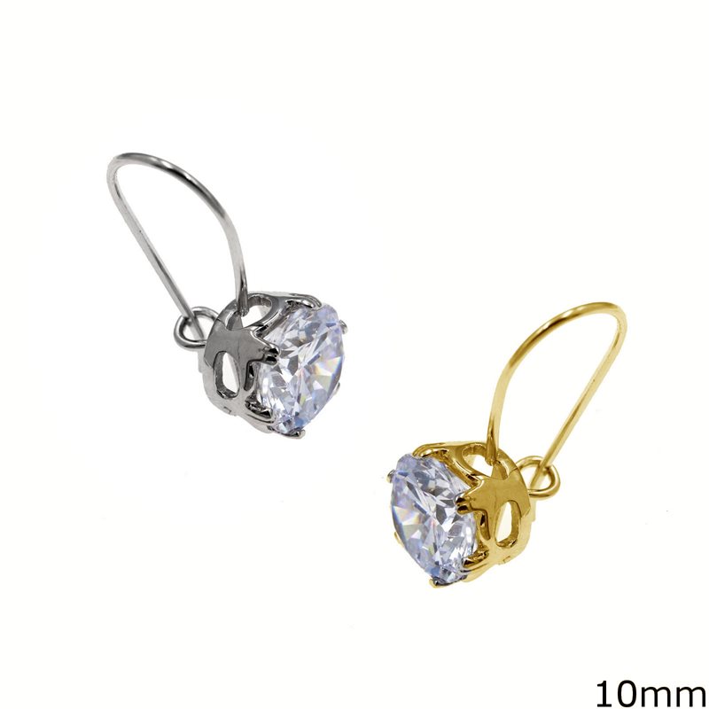 Silver 925 Hook Earrings with Zircon 10mm