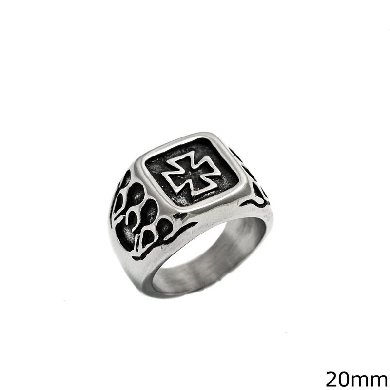 Stainless Steel Male Ring Cross 20mm