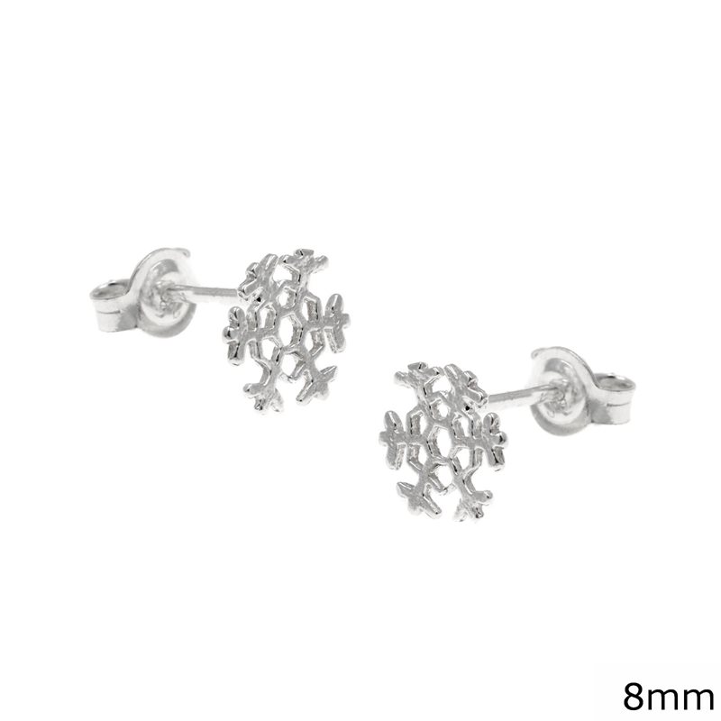 Silver 925 Earrings Snowflake 8mm