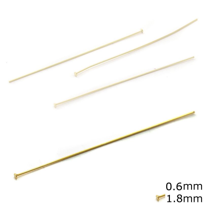 Silver 925 Head Pin 0.6mm with Head 1.8mm