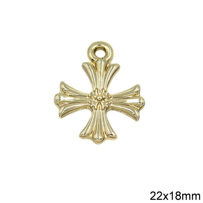 Casting Pendant Cross 22x18mm, Gold Plated NF