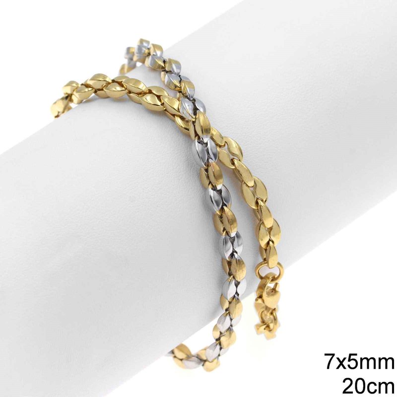 Stainless Steel Bracelet Lip Link Chain 7x5mm