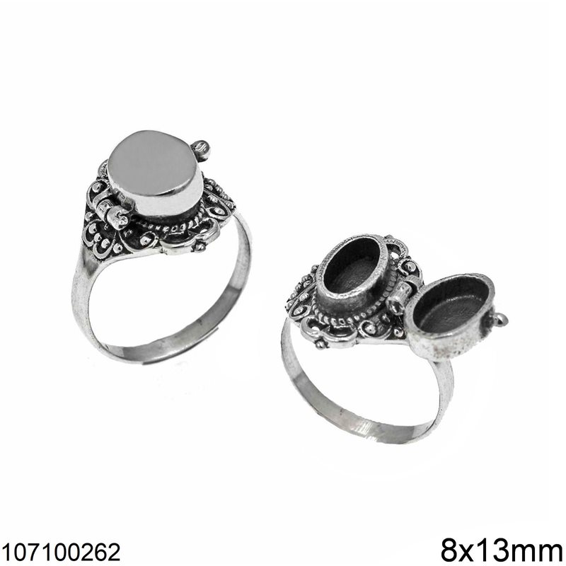 Silver  925 Oval Openable Ring 8x13mm