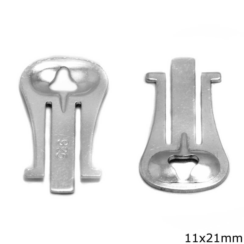 Silver 925 Clip-on Earring Component 11x21mm