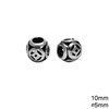 Silver 925 Oxyde Bead 10mm with 5mm hole, 2.70gr
