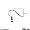 Silver 925  Earring Hook 15mm Thickness 0.5mm 0.30gr/pair