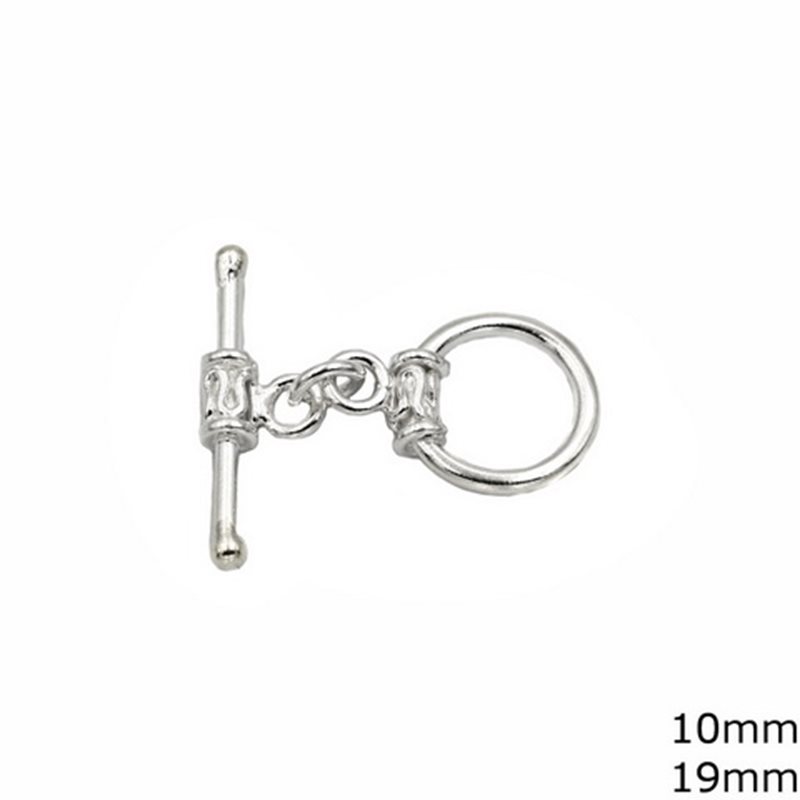 Silver 925 Toggle Clasp 10mm 19mm