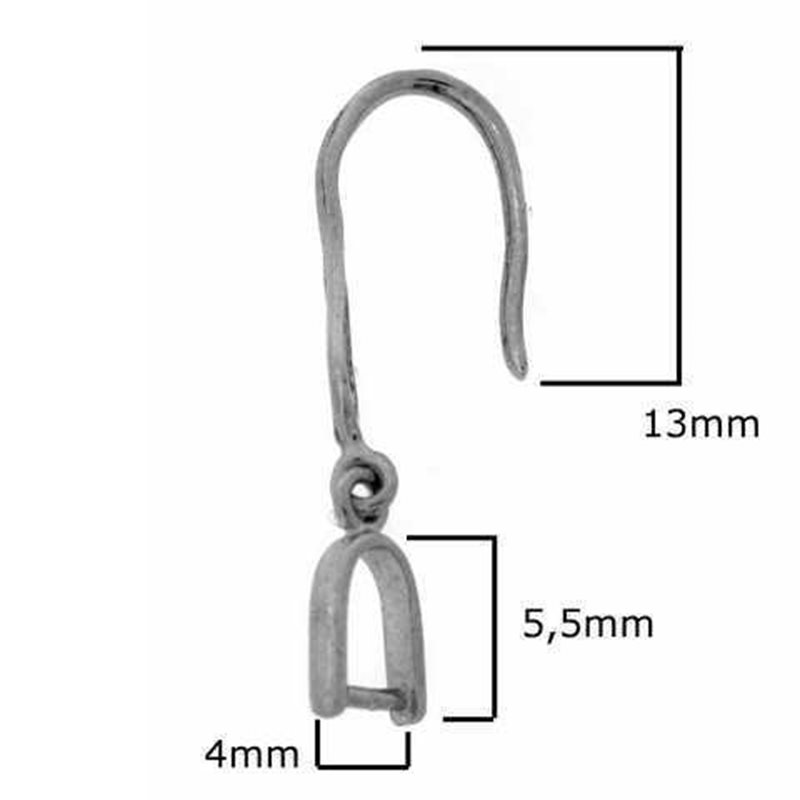 Silver 925 Earring Hook 13mm Thickness 1mm