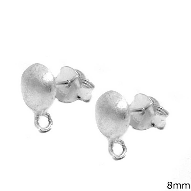 Silver 925 Round Stud Earring with Loop 8mm
