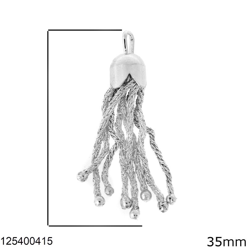 Silver 925 Tassel with Twisted Chain 35mm