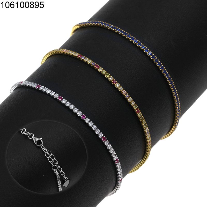 Βραχιόλι Ασημένιο 925 Ριβιέρα με Ζιργκόν 1.5mm