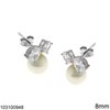 Silver 925  Earrings 10mm with Freshwater Pearl