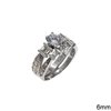 Silver 925  Double Ring with Zircon 6mm