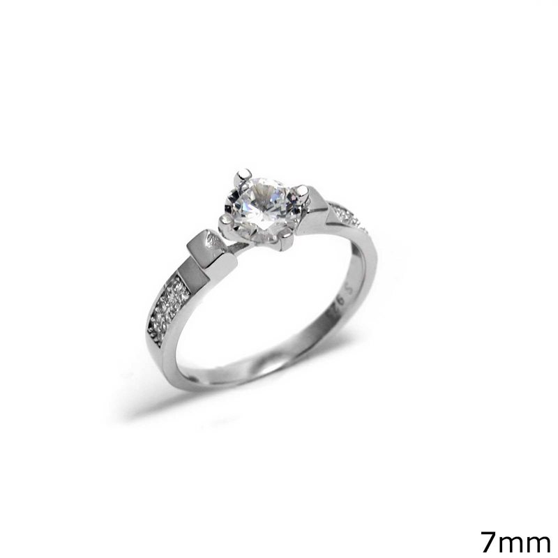 Silver 925  Ring with zircon 7mm