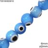 Glass Bead Evil Eye 6mm, Hole 2mm