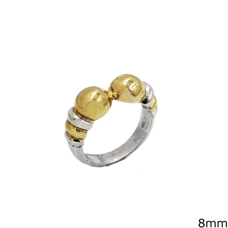 Silver  925  Ring with Balls 8mm