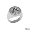 Silver 925 Ring Monogramm with Zircon 15mm