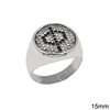 Silver 925 Ring Monogramm with Zircon 15mm