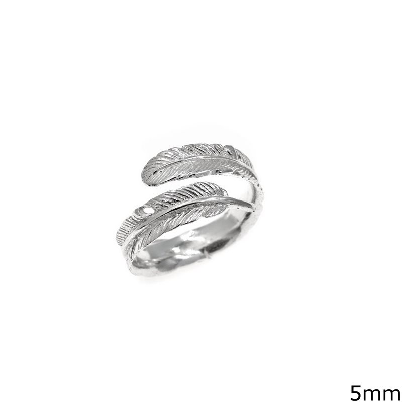 Δαχτυλίδι Ασημένιο  925 Φύλλο Φτέρης 5mm