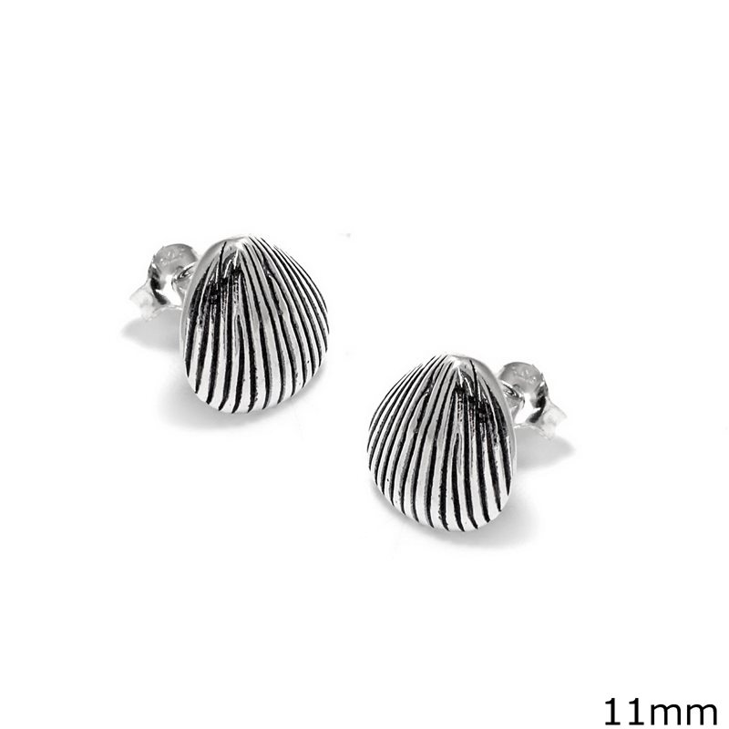 Silver 925 Earrings Clam Oxyde 11mm