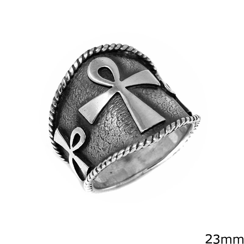 Silver  925 Ring with Cross 23mm