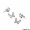 Silver 925 Earrings Butterfly with zircon 10x12mm