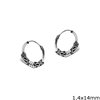 Silver 925 Earring Hoops with design 1,4x14mm
