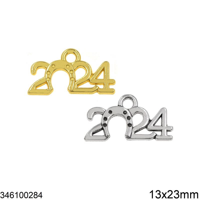 2024 New Years Lucky Charm "2024" 13x23mm