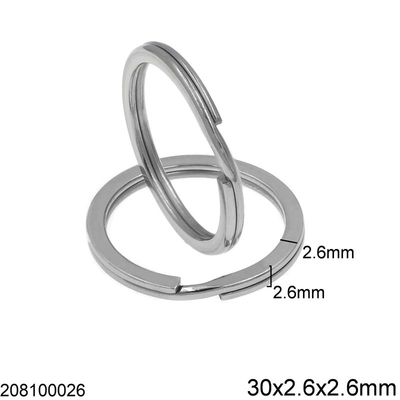 Διπλός Κρίκος Ατσάλινος 304 Πλακέ 30x2.6x2.6mm