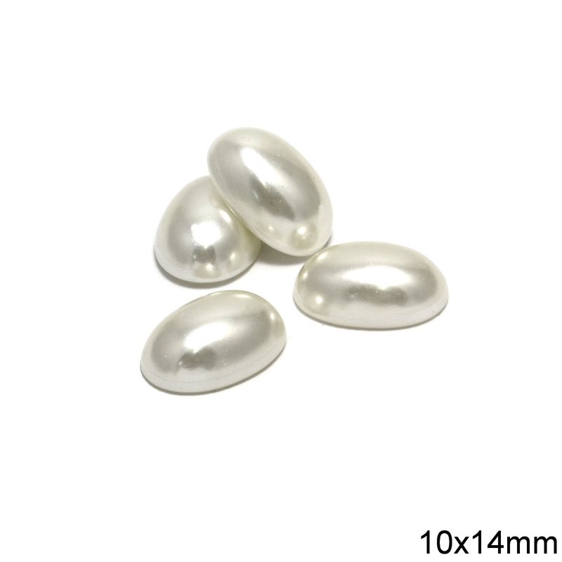 Plastic Oval Pearl Stone A 10x14mm