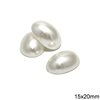 Plastic Oval Pearl Stone B 15x20mm, White