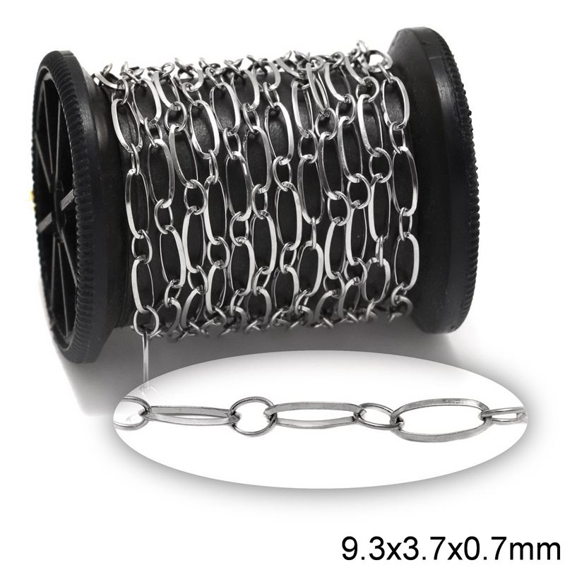 Stainless Steel Oval Link Chain 1:1 Soldered 9.3x3.7x0.7mm