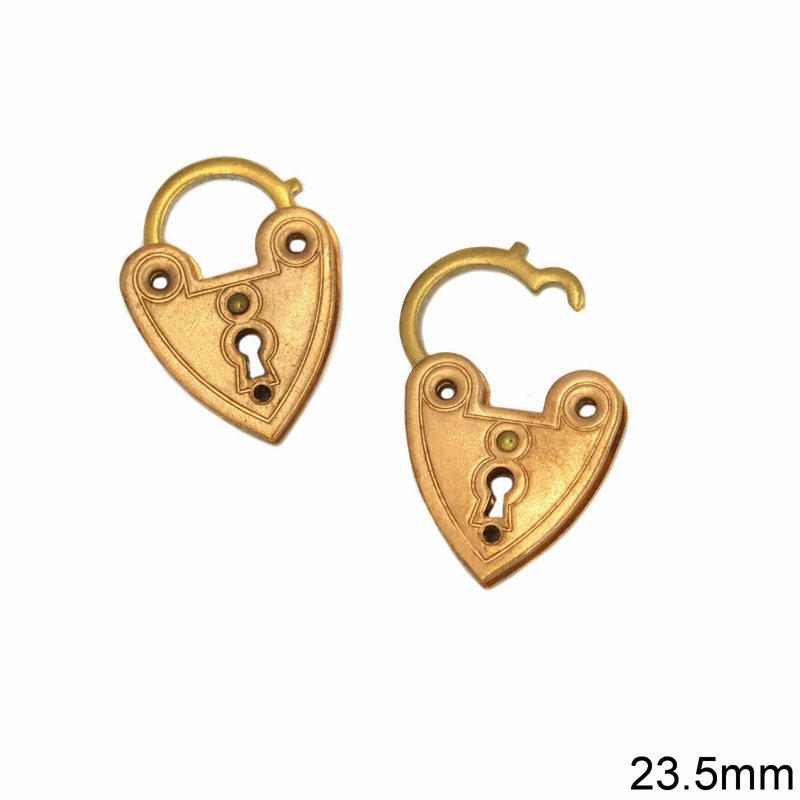 Brass Stamped Heart Padlock 23.5mm