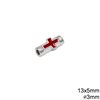 Tube Cross Bead with Enamel 13.5x5mm and 3mm Hole
