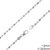 Silver 925 Anklet Bracelet Ball Chain 2mm Oval design 2x3mm, 5gr 2 pieces