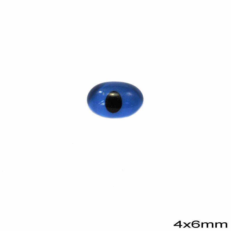 Πέτρα Καπουσόν Μάτι Γυάλινη Οβάλ 4x6mm