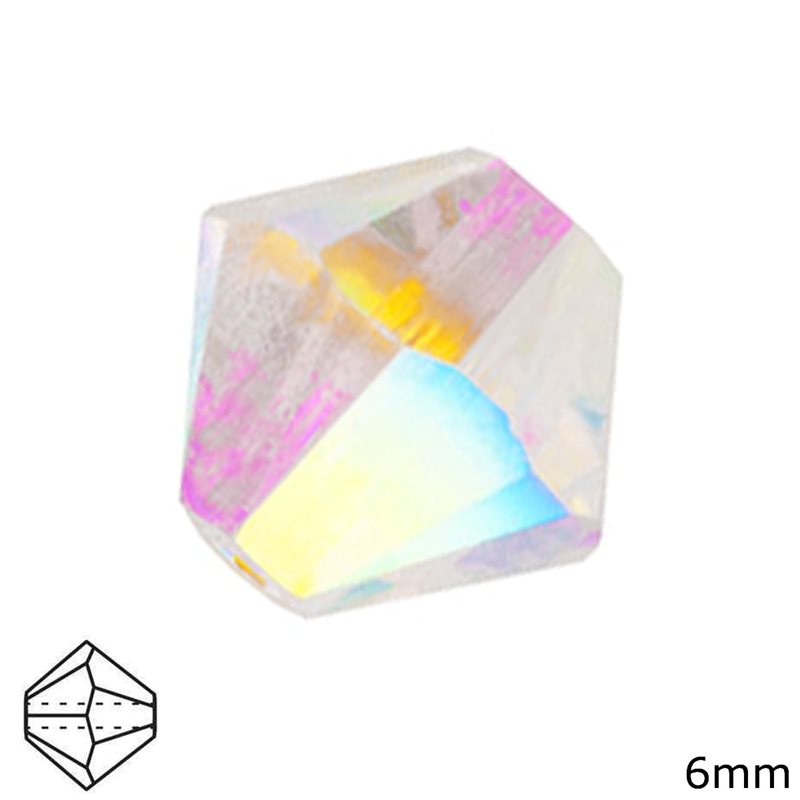 Machine cut bead Crystal Coatings AB2x 6mm