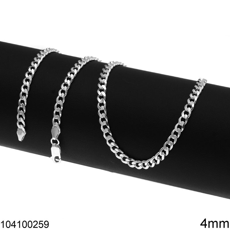 Silver 925 Gourmette Chain 4mm