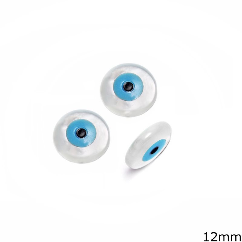Mop-shell Bead with evil eye 12mm, Not Drilled
