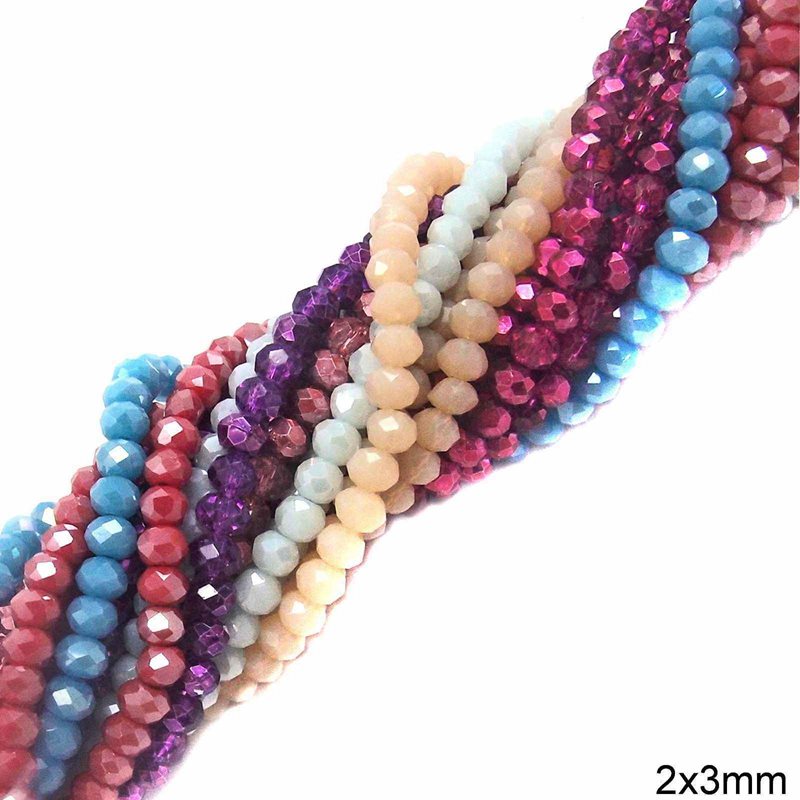 Faceted Rondelle Crystal Beads 2x3mm
