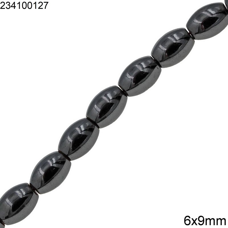Hematine Oval Beads 6x9mm