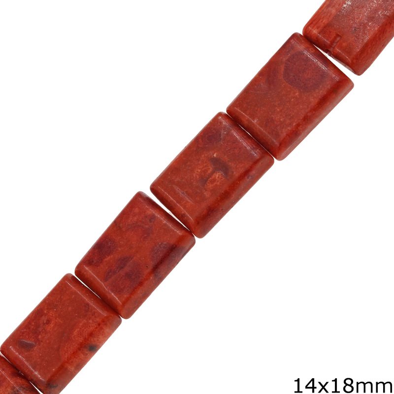 Apple Coral Parallelogram Beads 14x18mm