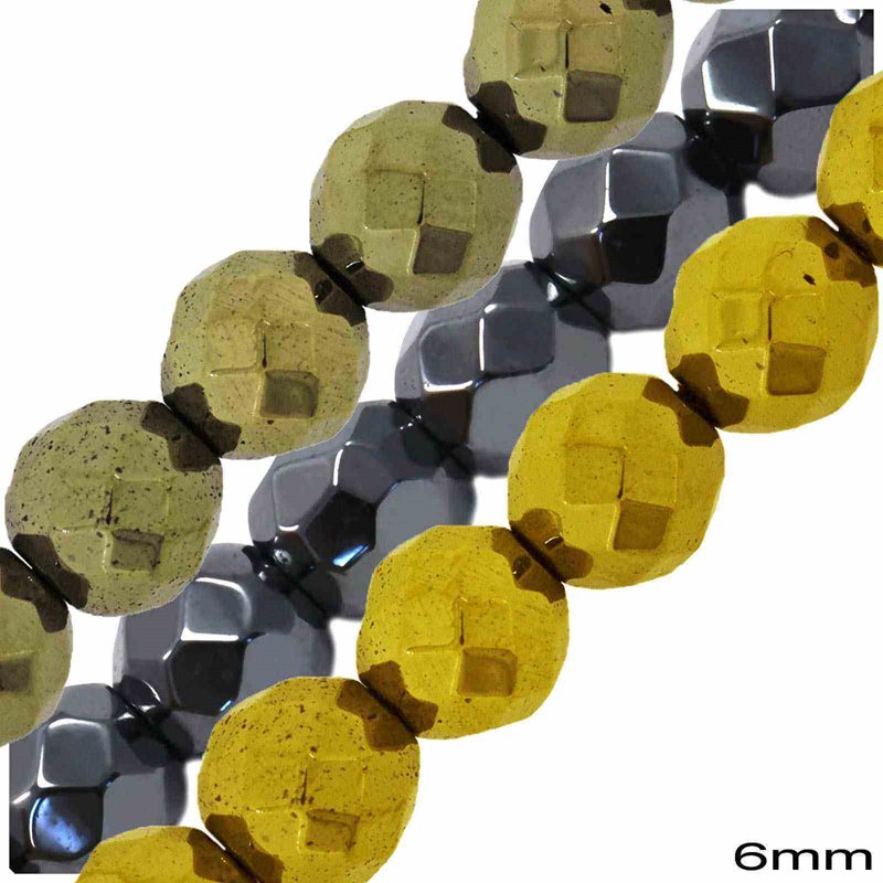 Hematite Round Faceted Beads 6mm