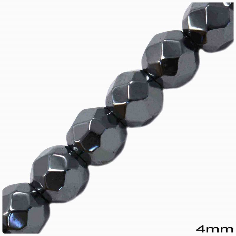 Hematite Round Faceted Beads 4mm