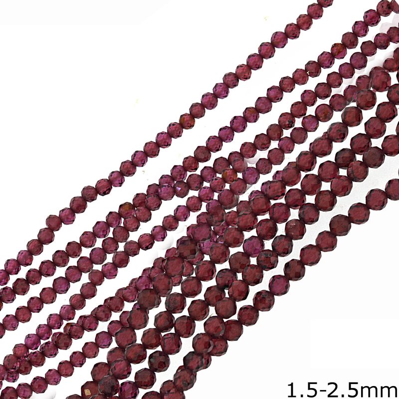 Garnet Faceted Beads 1.5-2.5mm