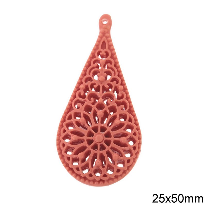 Pasta Carved Pendant in Pearshape 25x50mm