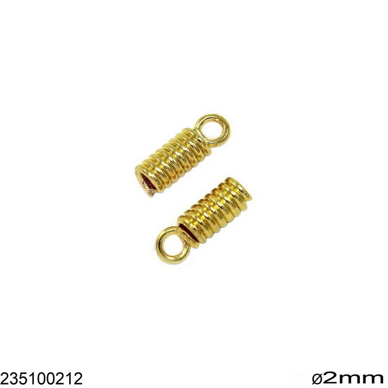 Brass Coil Cord End with 2mm Hole