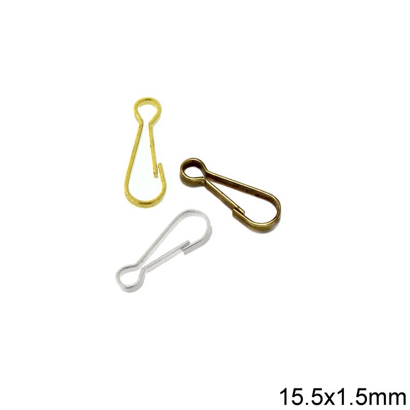 Brass Hook Clasp 15x1.5mm