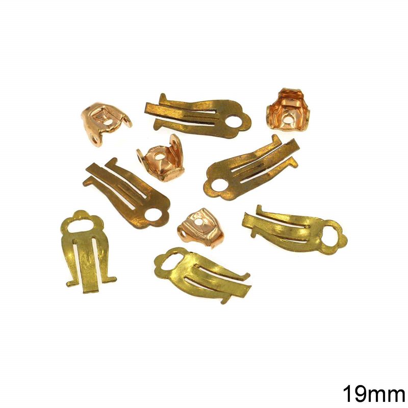 Brass Ear Clip Back & Spring Brass 19mm